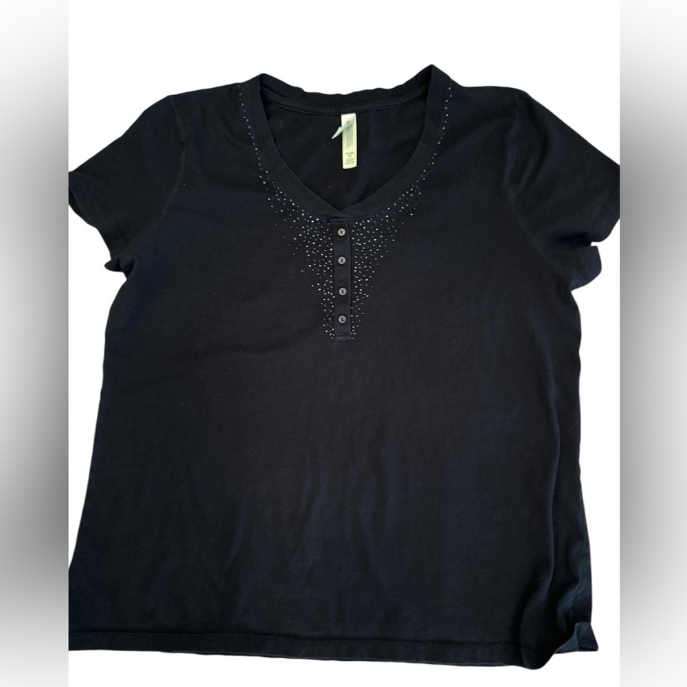 White Stag Black Embellished Short Sleeve Tee Size XXL